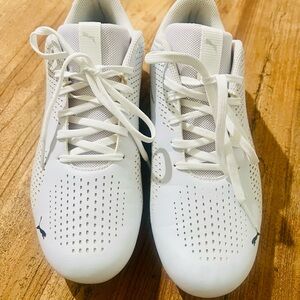 Puma White Perforated Lace-Up Sneakers